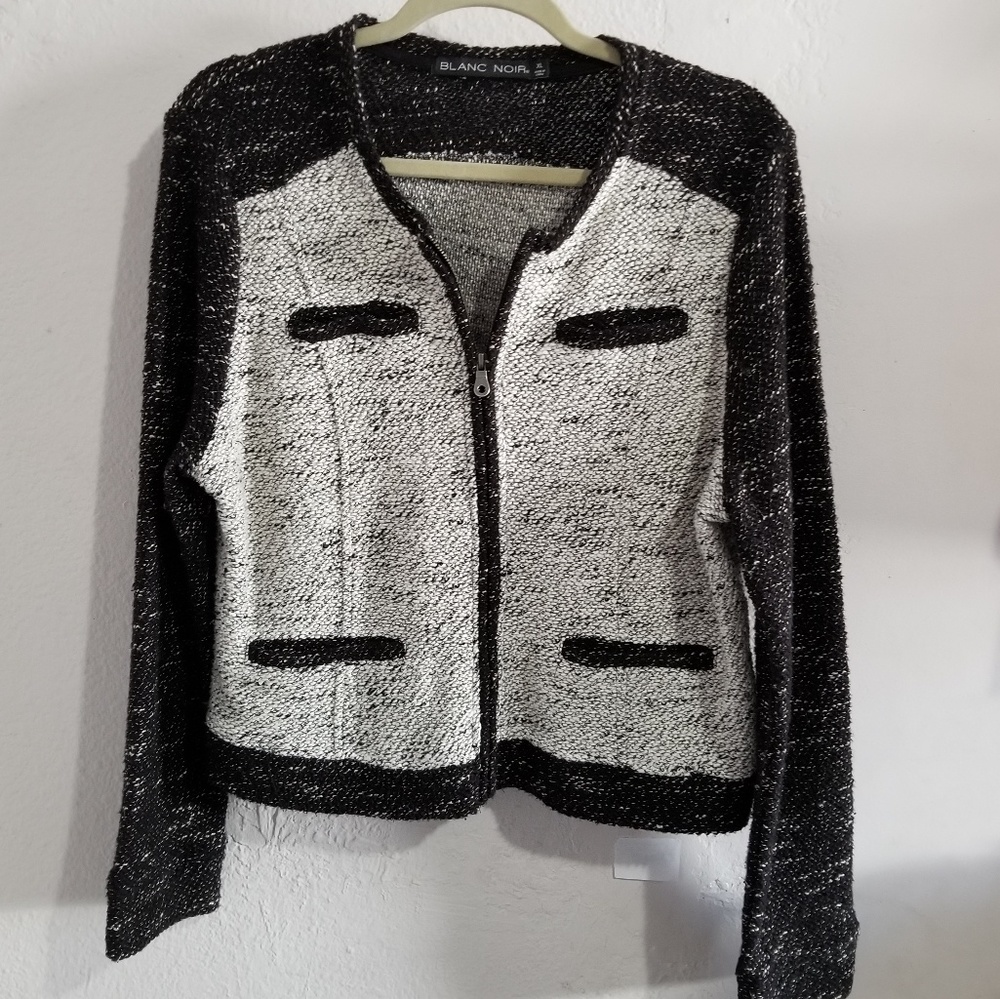 Blanc Noir knit moto jacket size XL